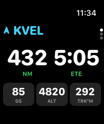 Apple Watch screen: Glance in flight