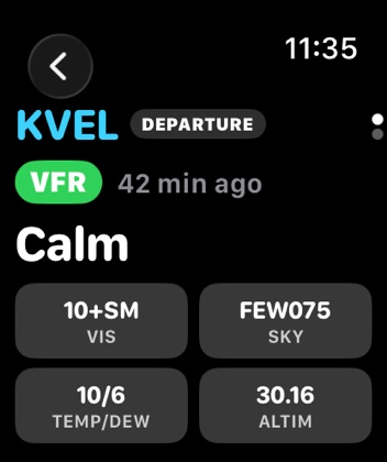 Apple Watch screen: Departure weather